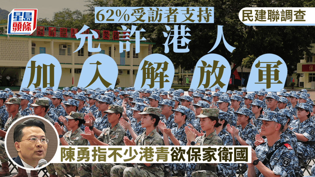 民建聯調查:62%受訪者支持允港人入伍解放軍 逾7成認同加強接觸