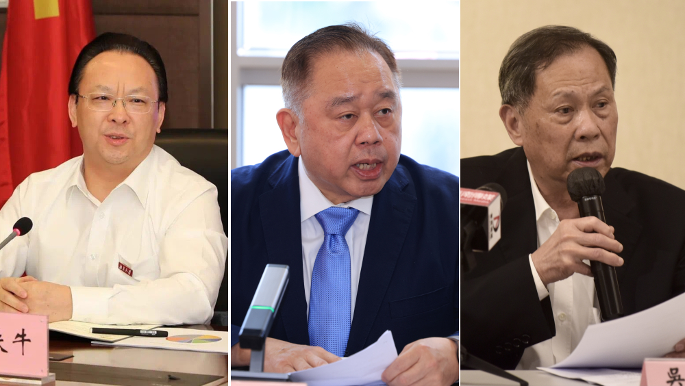 譚鐵牛(左起)余國春、吳換炎,擔任全國僑聯副主席。