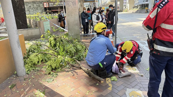 女途人頭部受傷。fb:香港交通及突發事故報料區