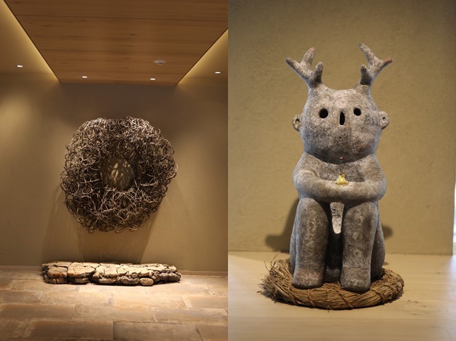 藝廊tonoto提供的民俗系土像，包括moksa jin，旅館的守護神象徵。