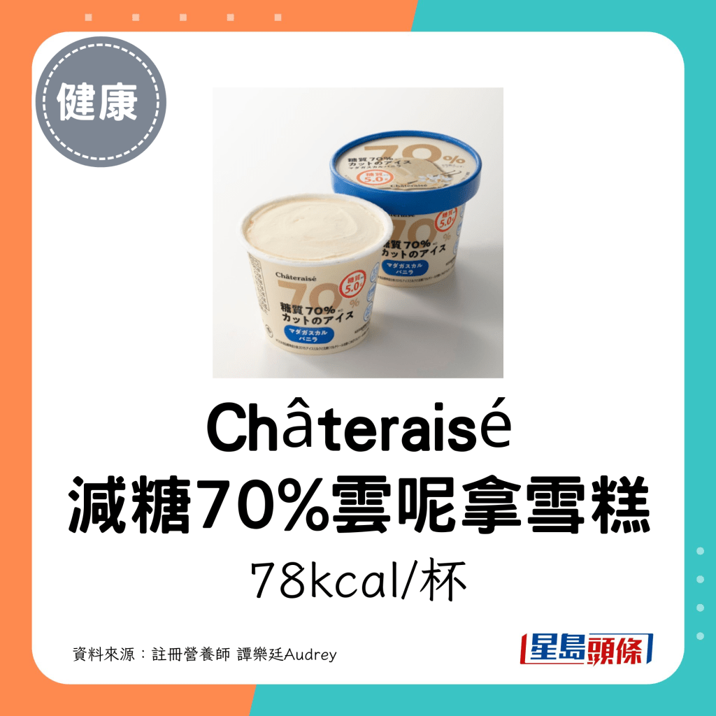 Châteraisé 減糖70%雲呢拿雪糕：78kcal/杯