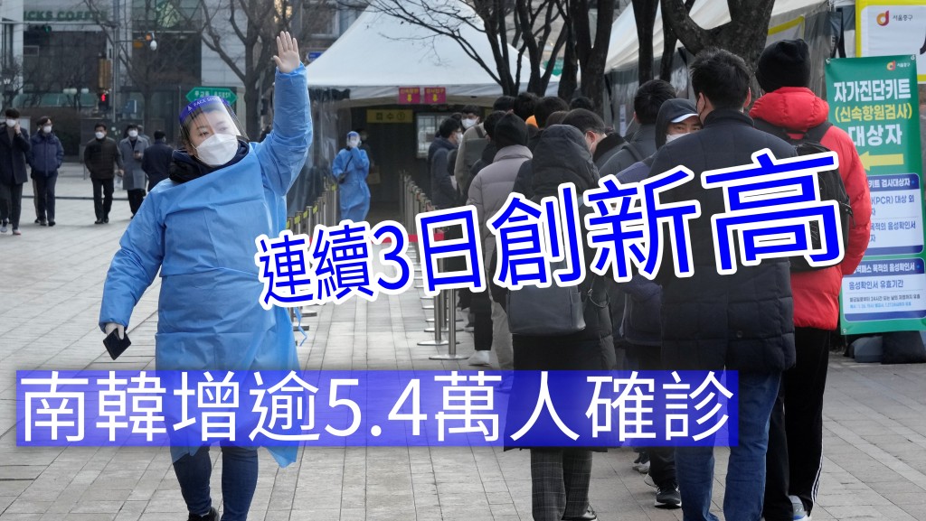 南韓連續3日單日超過5萬宗確診。AP