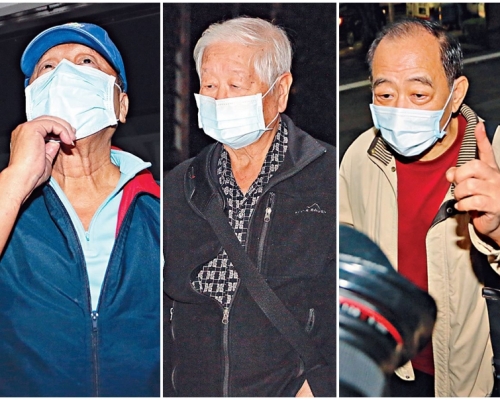 其中3名被起诉的台湾军情局退役将校，周天慈（左）、岳志忠（中）及张超然（右）。