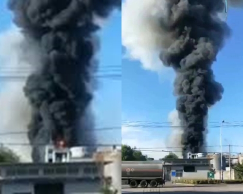 湖北仙桃市化工厂锅炉发生爆炸。 网图