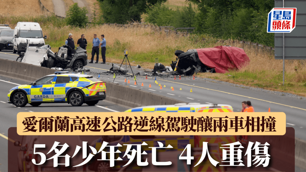 愛爾蘭高速公路逆線駕駛釀兩車相撞　5名少年死亡 4人受傷。路透社