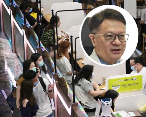 許樹昌表示若一兩周後無爆發,食肆很大機會可放寬至四人一枱。