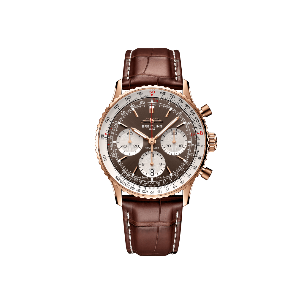 Breitling Navitimer B01 Chronograph 41,錶殼:41mm紅金/ 機芯:Breitling 01自動/ 售價:$151,000。 Breitling Navitimer B01 Chronograph 41,錶殼:41mm紅金/ 機芯:Breitling 01自動/ 售價:$151,000。