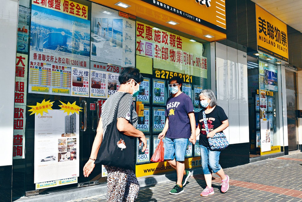 疫情及社運影響下，20大屋苑過去一年租金下跌5%至16%。