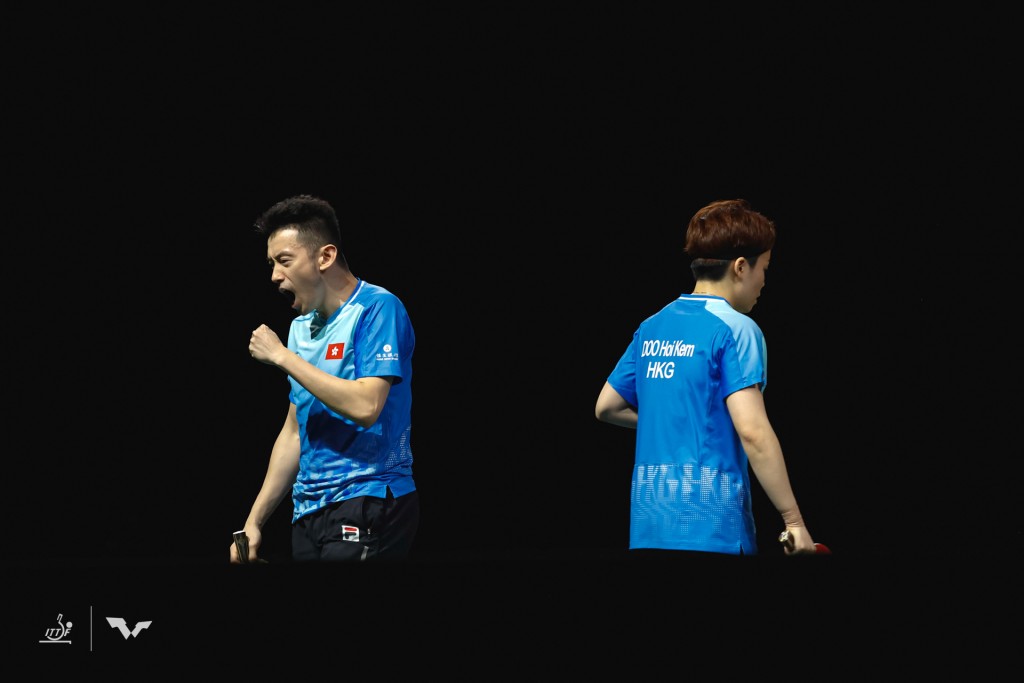 「黃杜配」黃鎮廷(左)與杜凱琹今晚與國家隊世一組合爭入世乒賽混雙決賽。WTT圖片