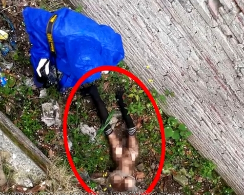 湖北大媽驚見「無頭女屍， 網民戲稱：誰家老婆丟了。影片截圖