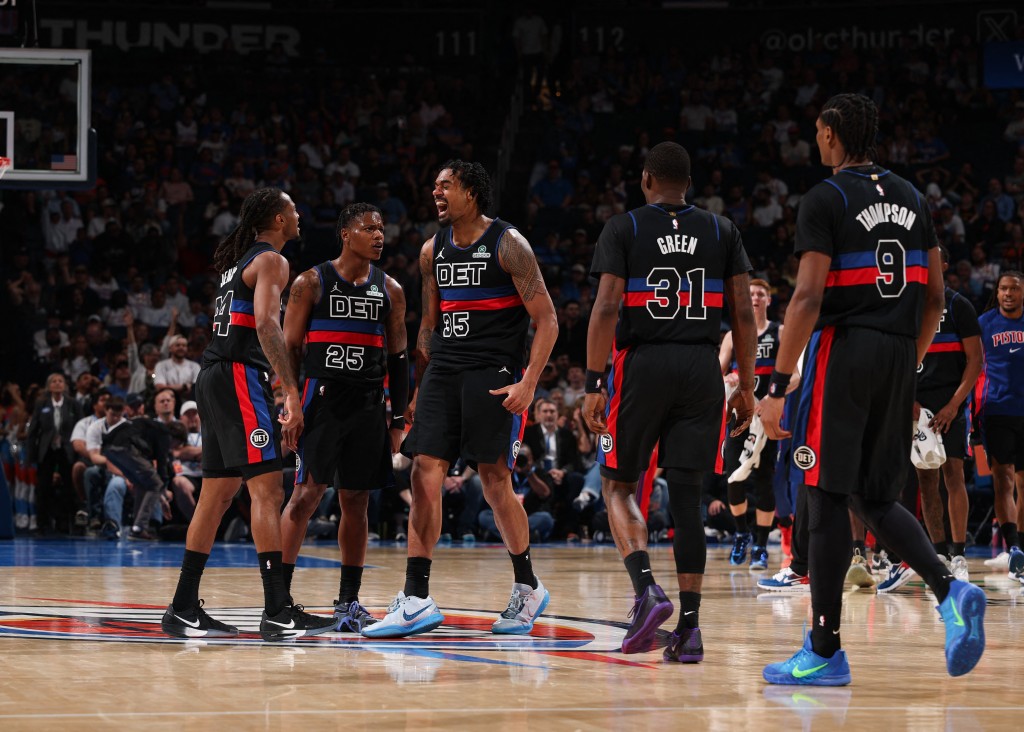 活塞今戰在主力缺席下，竟仍可和雷霆打得有來有回令人意外。AFP