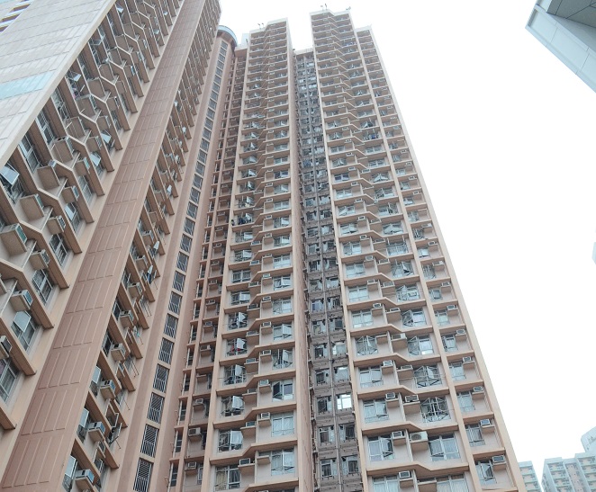 油塘邨女子與小童墮樓,消防到場拯救。資料圖片