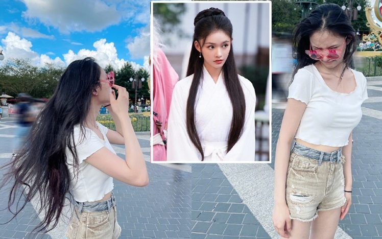 林允去主題公園玩。