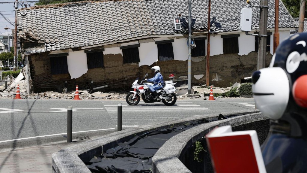 熊本縣7.1級地震，造成巨大破壞。美聯社