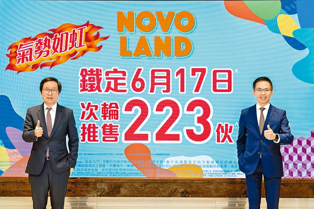 新地雷霆表示,NOVO LAND次輪發售223伙全為原價加推。