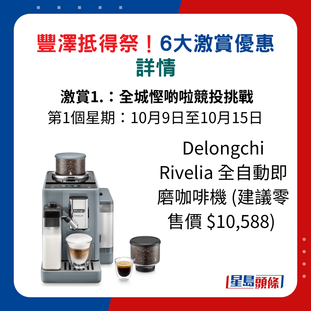 Delongchi Rivelia 全自動即磨咖啡機 (建議零售價 $10,588)