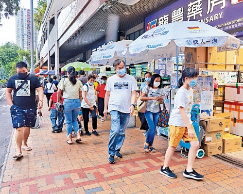 上水旺街雖然不見內地客,惟主要街道人流不絕,區內民生消費力強勁。