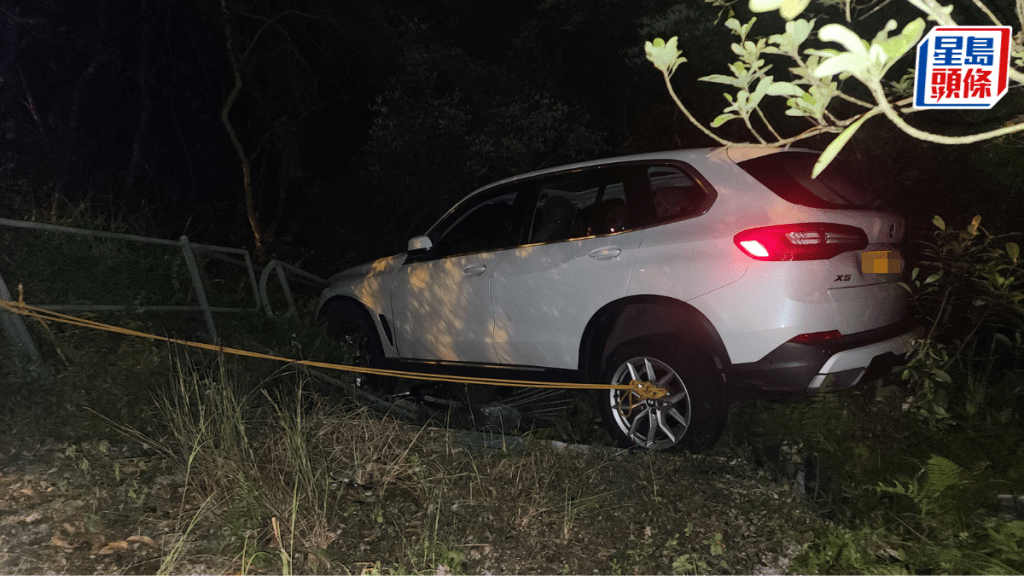 寶馬私家車衝落山坡。黃文威攝