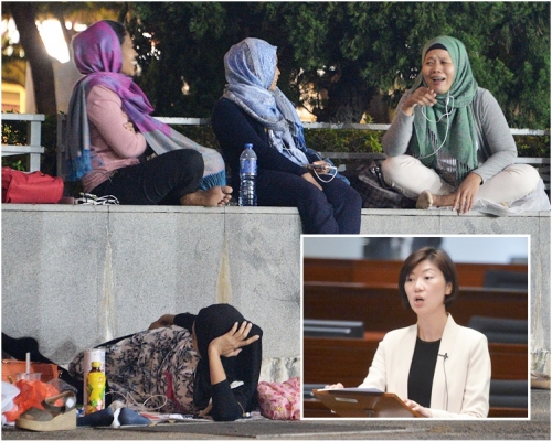 容海恩（小图）投诉外佣在假日时聚集影响市民生活和环境卫生。