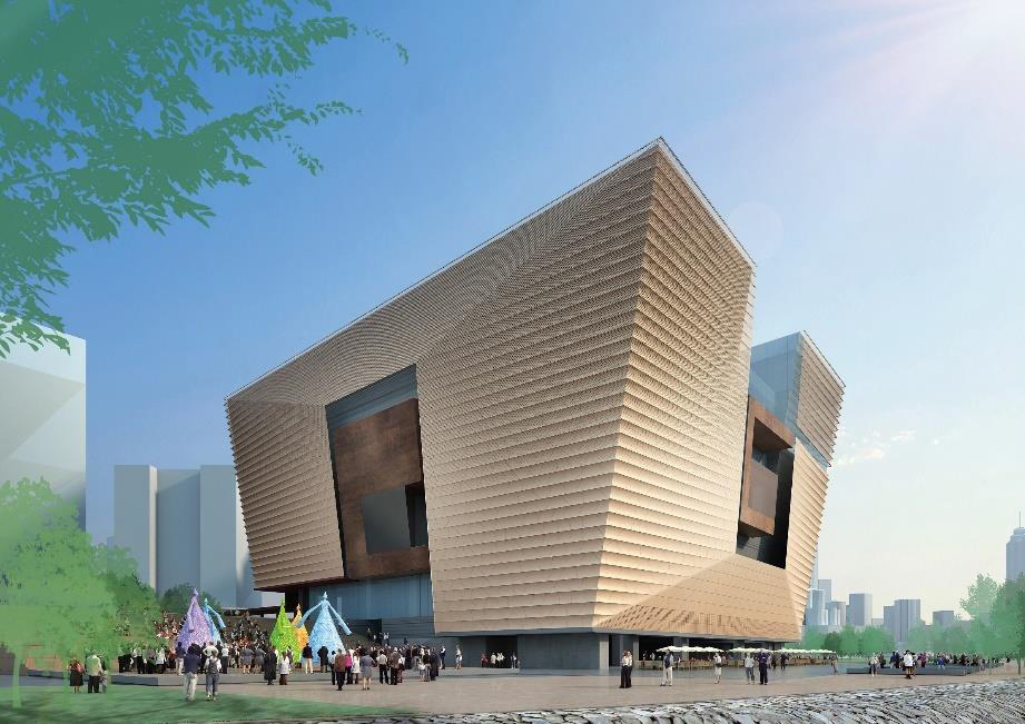 香港故宮文化博物館數碼繪圖-西北方的外觀。 西九文化區及許李嚴建築師事務有限公司提供