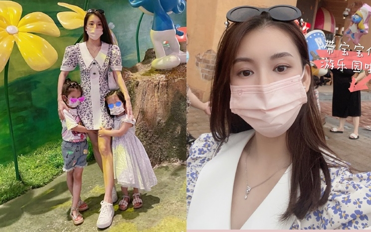 方媛與兩女去樂園玩及拍照,大女丁字腳同媽咪一樣甫士。