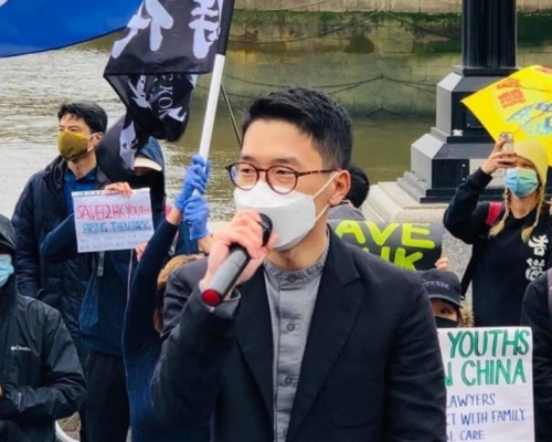 流亡英國的羅冠聰首次於倫敦出席公開活動。羅冠聰fb圖片