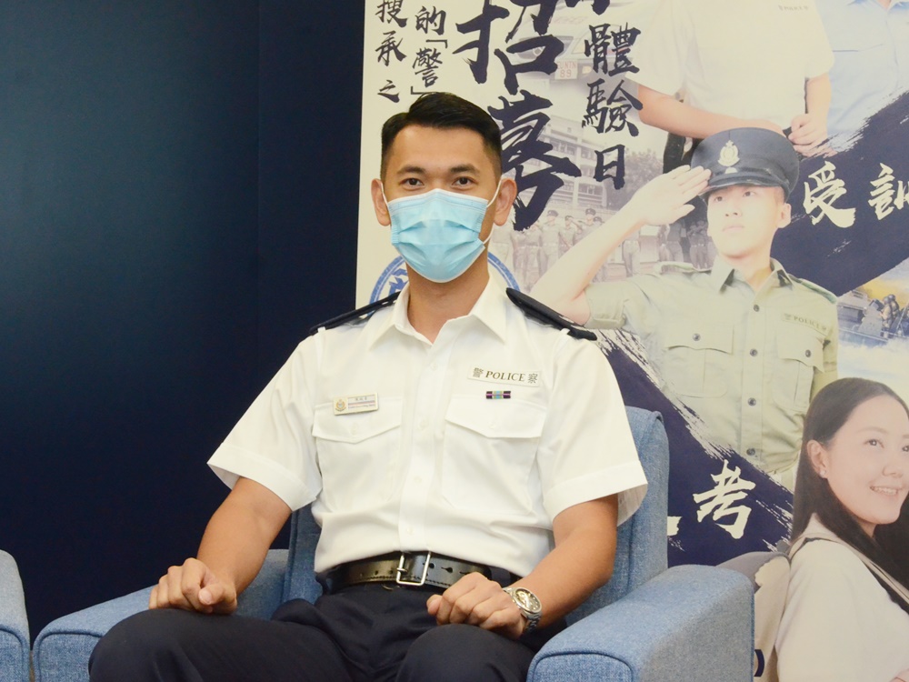 陳純青呼籲有志從警者報名出席招募及體驗日,以了解警務工作。李子平攝