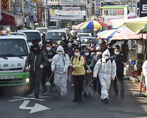 南韓新增91人確診新型肺炎，累計9332人感染。 AP圖
