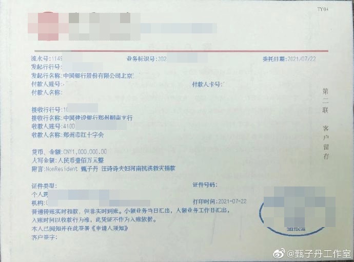 二人對於災民流離失所大感心痛,昨日即行動捐款。