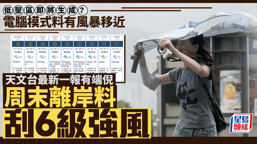 打風？天文台指南海中北部或存低壓區 周末離岸風力達「三號波」超級電腦料7.5最接近本港