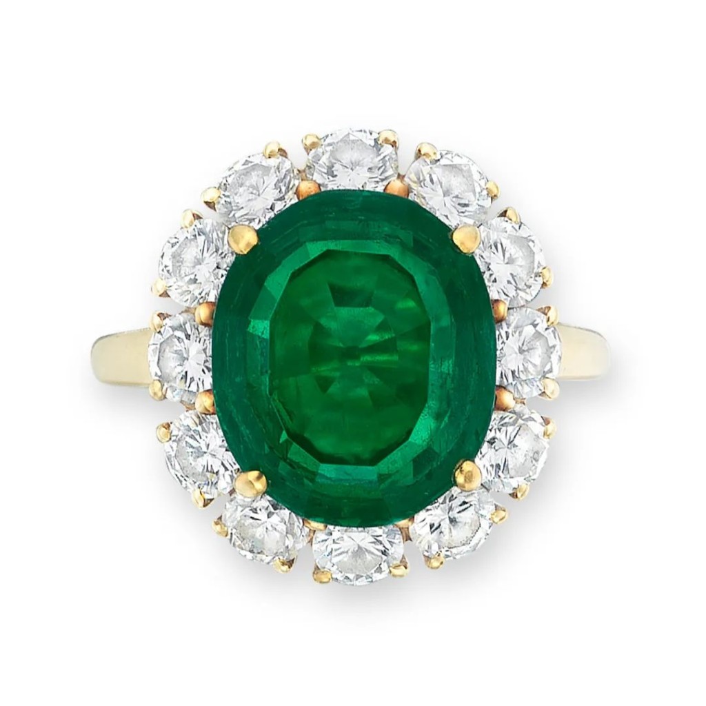 75克拉哥倫比亞祖母綠及鑽石戒指CARTIER設計，估價：港元 400,000 - 600,000。