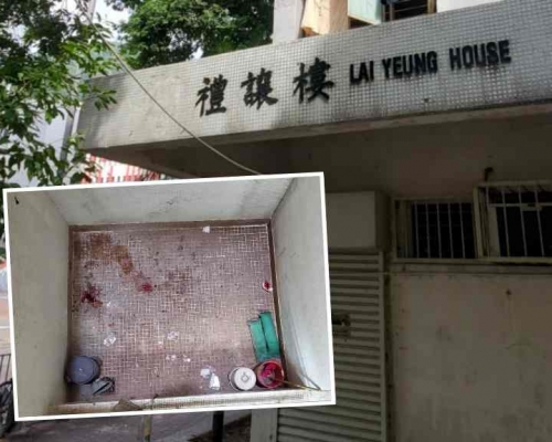 現場天井遺下血漬。楊偉亨攝