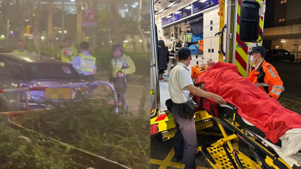 青衣P牌私家車失控撞水馬 司機一度失去意識 獲救送院