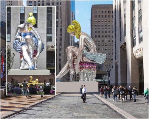 汽球艺术品高约45呎，由著名艺术家孔斯打造，按照「女神」维纳斯设计。网图