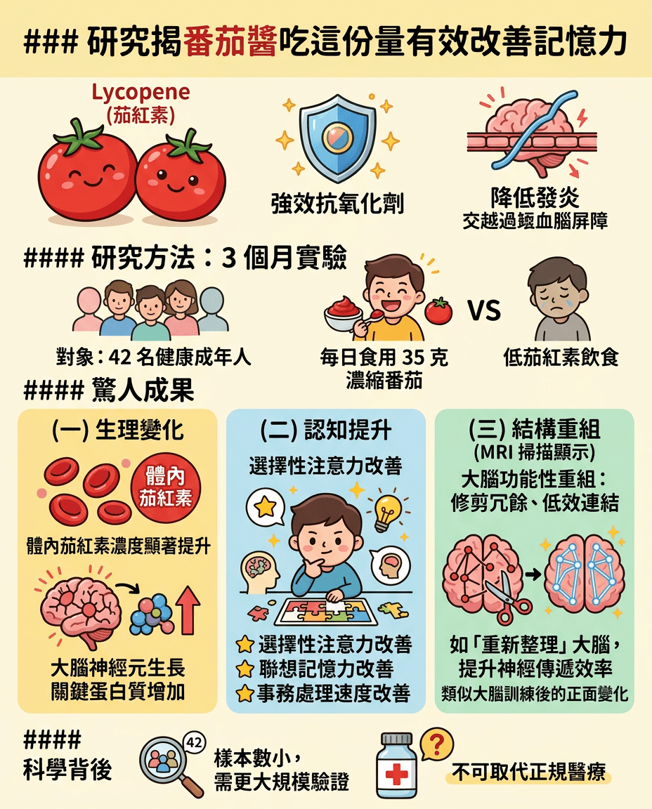 研究揭番茄醬吃這份量有效改善記憶力 研究揭番茄醬吃這份量有效改善記憶力