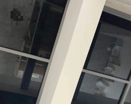 玻璃天花板晚間變鏡子，女士於廁格的舉動隨時被人看得清清楚楚。（網圖）