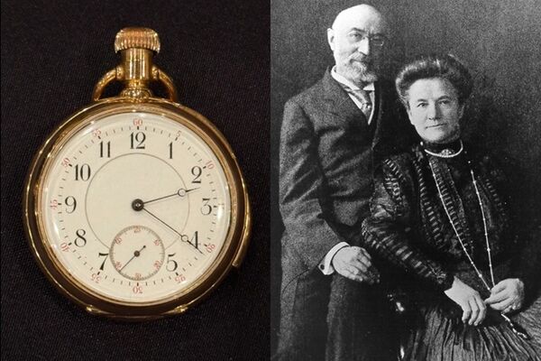 铁达尼号遇难乘客黄金袋表拍卖，成交价刷新纪录。Henry Aldridge & Son Ltd/Straus Historical Society