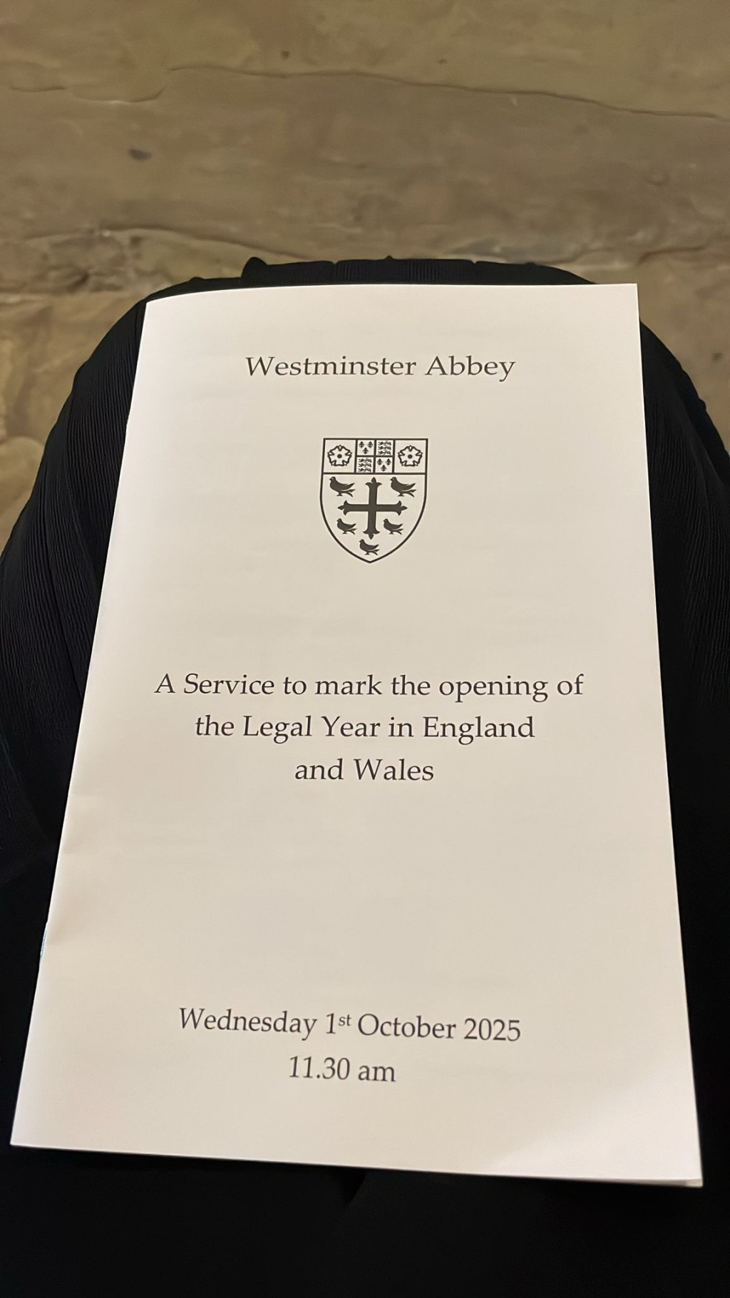 2025 英格蘭及威爾斯法律年度開啓典禮的場刊。香港大律師公會圖片