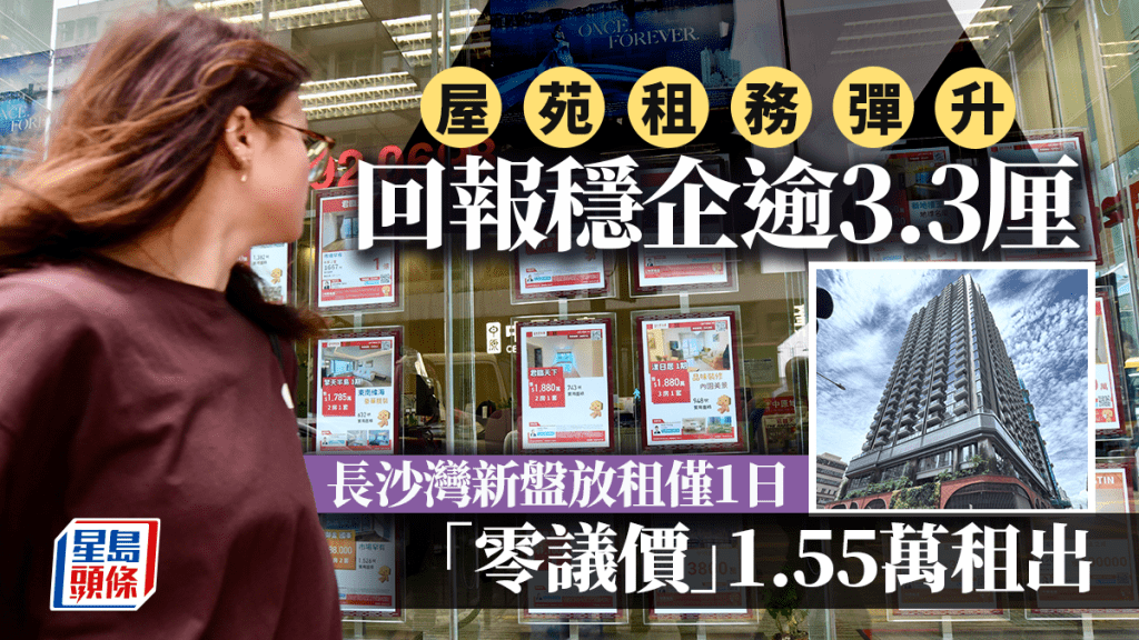 屋苑租務彈升 回報穩企逾3.3厘 長沙灣新盤放租僅1日 「零議價」1.55萬租出