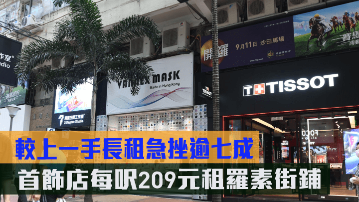 首飾店每呎209元租羅素街鋪 較上一手長租急挫逾七成