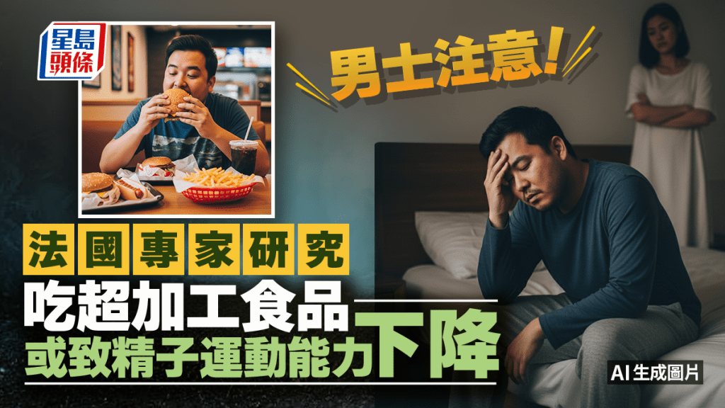 男人滥吃超加工食品 法国研究致精子运动能力下降 
