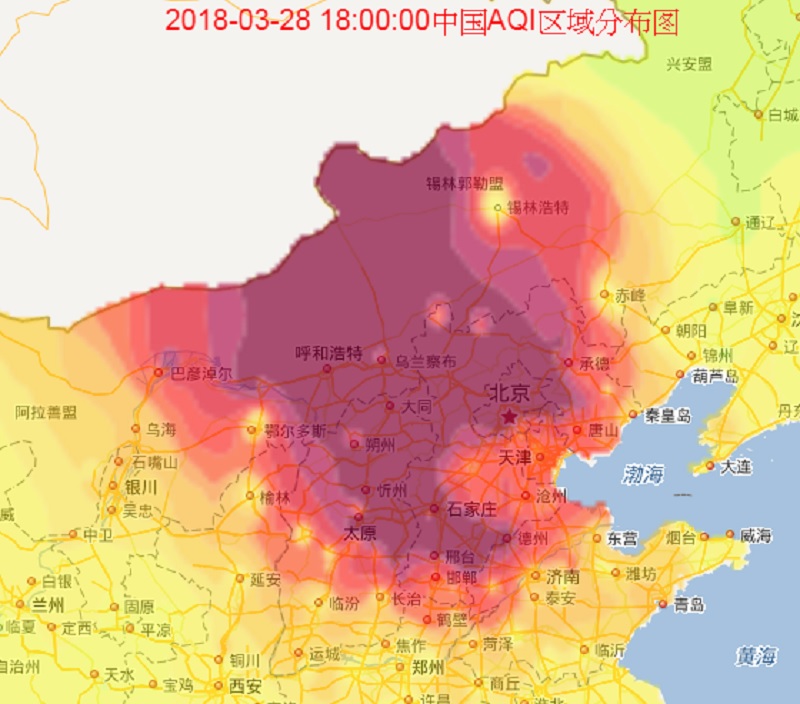 華北出現嚴重污染天氣。(網圖)