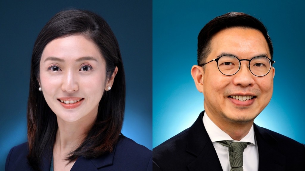 賀穎君（左）接替胡鉅華（右）任黃大仙民政事務專員。