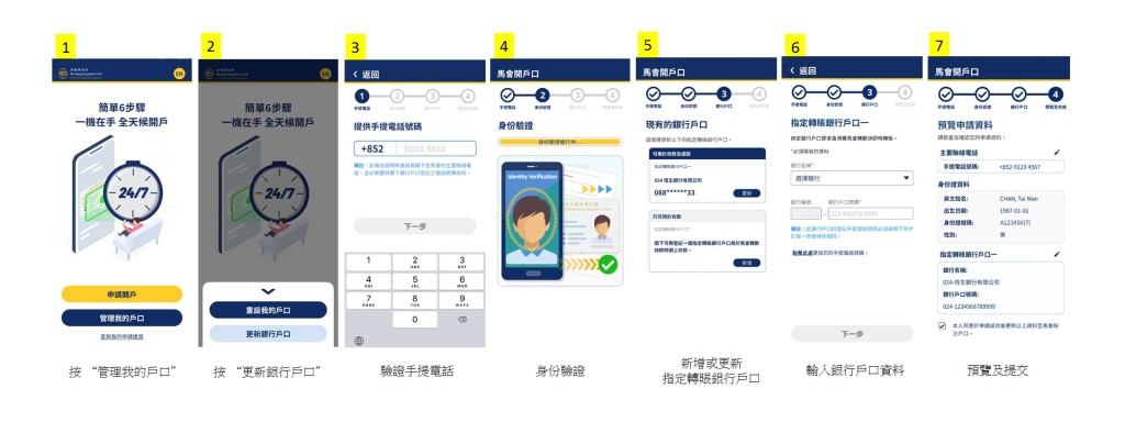 現有用戶可透過「馬會開戶口」的簡化程序，完成「管理我的戶口」進行網上銀行戶口更新手續。