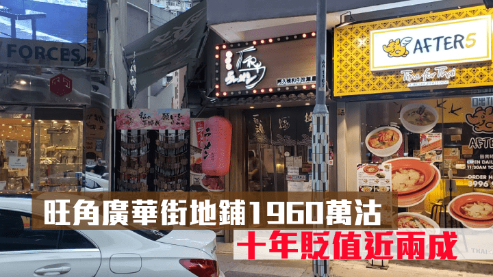 旺角廣華街地鋪1960萬沽。