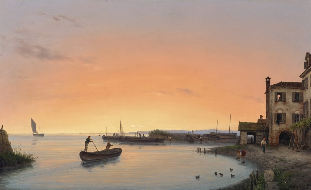 意大利画家Giuseppe Canella the Elder的画作《Chioggia before sunrise》。