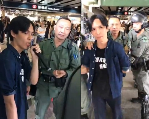 呂智恆在粉嶺「連儂牆」清理期間被捕。facebook截圖