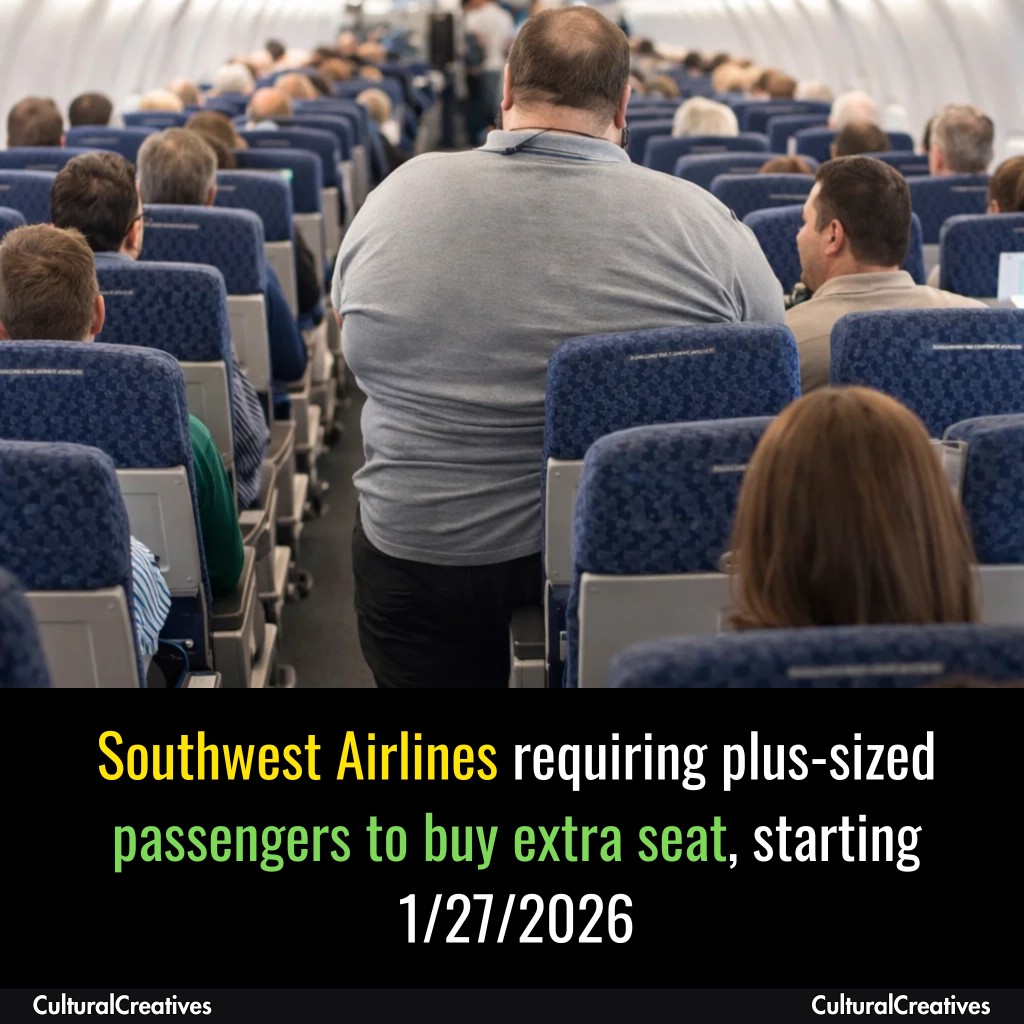 西南航空自今年1月27日起强制过重旅客额外买机位。Cultural Creatives/FB