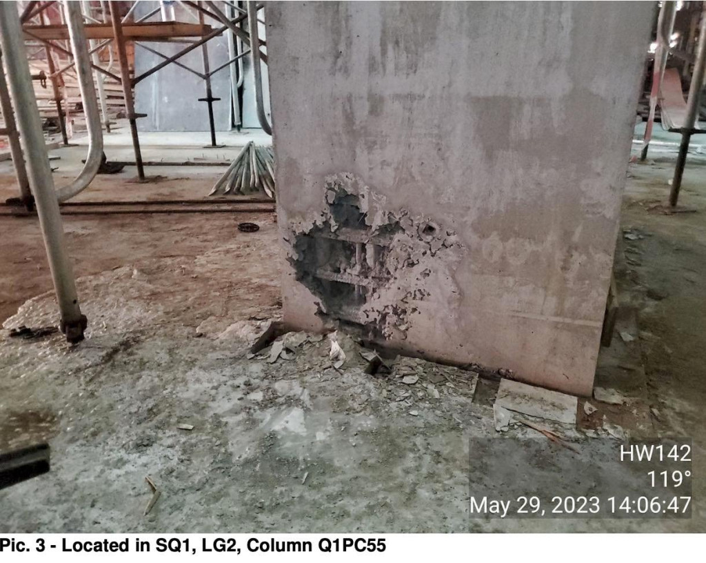 香港大學教職員宿舍工程被指牆身及主力樑柱被揭出現「蜂窩狀」，恐影響結構安全。資料圖片