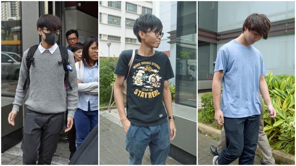 案中三名被告(左至右)麥家浩、許偉飛及曾慶彰。資料圖